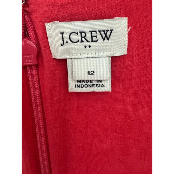 J. Crew Pink Basketweave Scalloped Hem Sheath Dress Size‎ 12 Cotton Summer Party - Picture 7 of 9